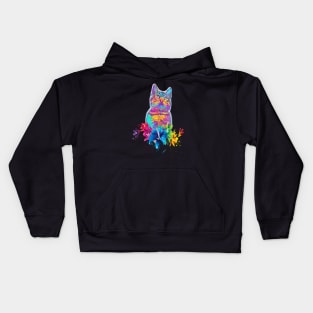 CAT FLOWERS RAINBOW Kids Hoodie